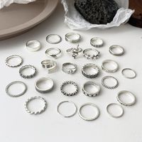 Silver Snake Heart Leaf Ring 25-piece Set Alloy Pearl Diamond Twist Ring main image 1