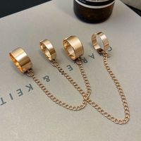 Punk Style Chain Thickness Combination Set Open One-piece Ring Index Finger Ring main image 3