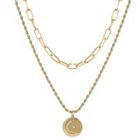 Creative Stacking Multi-layer Round Moon Tag Double-layer Inlaid Rhinestone Necklace main image 6
