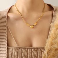 Fashion Titanium Steel Angel Wings Necklace Women Short Sweater Chain Clavicle Pendant sku image 1