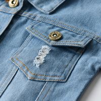 Children's Jacket Distressed Cardigan Denim Short Long Sleeve Lapel Clothing Baby Wholesale main image 4