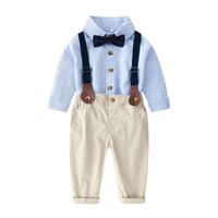 Korean Version Of The Baby Set Children's Clothing Long-sleeved Shirt Bib Two-piece Set main image 1