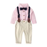 Korean Version Of The Baby Set Children's Clothing Long-sleeved Shirt Bib Two-piece Set main image 3