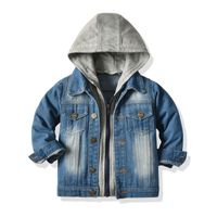 Fashion Hooded Denim Jacket Zipper Long-sleeved Jacket Children's Clothing main image 3