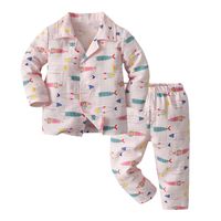 Autumn Long-sleeved Cartoon Printed Double-sided Yarn Baby Cotton Pajamas Set main image 1