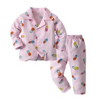 Autumn Long-sleeved Cartoon Printed Double-sided Yarn Baby Cotton Pajamas Set main image 6