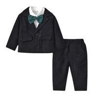 New Children's Clothing Long-sleeved Corduroy Jacket Solid Color Cotton Shirt Children's Pants Three-piece Set main image 3