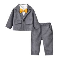 New Children's Clothing Long-sleeved Corduroy Jacket Solid Color Cotton Shirt Children's Pants Three-piece Set main image 5