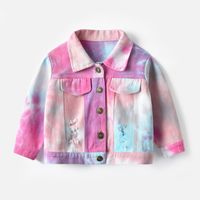 Chaqueta De Mezclilla De Manga Larga Con Solapa Para Niños Nuevos De Mezclilla Corta Con Teñido Anudado Neutro Multicolor main image 5