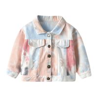 Chaqueta De Mezclilla De Manga Larga Con Solapa Para Niños Nuevos De Mezclilla Corta Con Teñido Anudado Neutro Multicolor main image 6