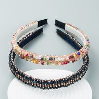 Korean Style Thin-edged Rice Beads Crystal Decorative Headband 2 Pcs Of Set main image 3