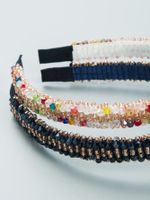 Korean Style Thin-edged Rice Beads Crystal Decorative Headband 2 Pcs Of Set main image 5