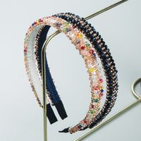 Korean Style Thin-edged Rice Beads Crystal Decorative Headband 2 Pcs Of Set sku image 1
