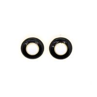Fashion Personality Dripping Oil Black And White Circle Round Alloy Earrings Female main image 2