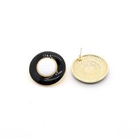 Fashion Personality Dripping Oil Black And White Circle Round Alloy Earrings Female main image 5