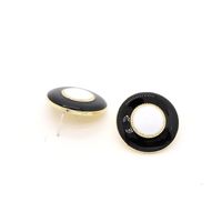 Fashion Personality Dripping Oil Black And White Circle Round Alloy Earrings Female main image 6