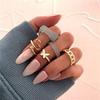 New Creative Simple Snake Butterfly Ring 5-piece Set main image 2