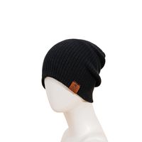 Black Vertical Striped Woolen Hat Fashion Trendy Knitted Hat Women main image 2