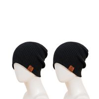Black Vertical Striped Woolen Hat Fashion Trendy Knitted Hat Women main image 3
