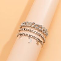 Vente Chaude Étoile Gland Lune Bracelet Plein De Diamants Mode Bracelet Incrusté Réglable main image 7