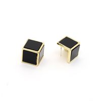 Retro Simple Black Three-dimensional Square Earrings Personality Geometric Earrings sku image 1