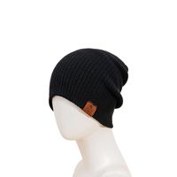 Black Vertical Striped Woolen Hat Fashion Trendy Knitted Hat Women sku image 1