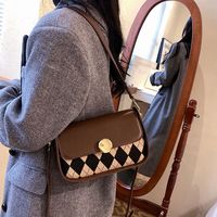 Autumn And Winter Flip Plaid Shoulder Messenger Bag main image 4