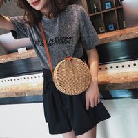 Summer Straw Woven Bag Small Bag 2021 New Trendy Woven One-shoulder Small Round Bag main image 2