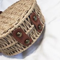 Summer Straw Woven Bag Small Bag 2021 New Trendy Woven One-shoulder Small Round Bag main image 4