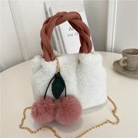Cute Plush Cherry Autumn And Winter Single Shoulder Messenger Bag sku image 1