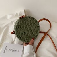 Summer Straw Woven Bag Small Bag 2021 New Trendy Woven One-shoulder Small Round Bag sku image 1