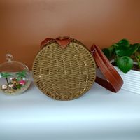 Summer Straw Woven Bag Small Bag 2021 New Trendy Woven One-shoulder Small Round Bag sku image 2
