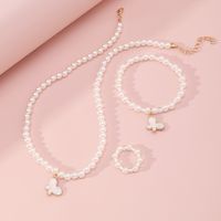 Korean Style Butterfly Pearl Necklace Bracelet Ring main image 13