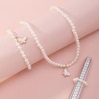 Korean Style Butterfly Pearl Necklace Bracelet Ring main image 14
