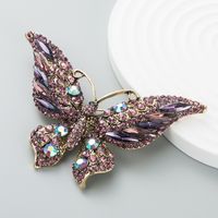 Retro New Crystal Rhinestone Butterfly Brooch Fashion Animal Insect Lady Brooch sku image 4