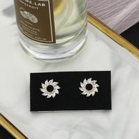 Classic Fashion All-match Hollow Round Stud Copper Earrings main image 3