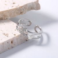 Simple Exquisite Zircon Gemstone Opening Butterfly Ring main image 7