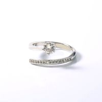 Light Luxury Design Simple Opening Adjustable Copper Zircon Ring main image 5