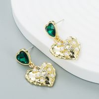 European And American Fashion Fight Color Rhinestone Cocktail Heart Alloy Pearl Earrings main image 3