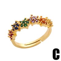 Fashion Inlaid Color Zircon Flower Ring Female Simple Personality Butterfly Bee Opening Copper Rings main image 5