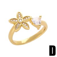 Fashion Inlaid Color Zircon Flower Ring Female Simple Personality Butterfly Bee Opening Copper Rings main image 6