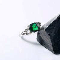 Simple Style Green Zircon Ladies Copper Ring Light Luxury Big Gem Ring main image 6