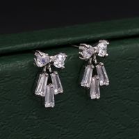 Korean Bow Zircon And Diamonds Earrings Wholesale main image 1