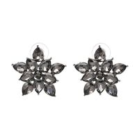 Retro Five-pointed Star Diamond-studded Flower Earrings main image 3