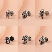 Gothic Personality Retro Skull Earrings European And American Stainless Steel Piercing Jewelry main image 1