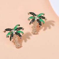 Korean Rhinestone Inlaid Earrings Metal Dripping Coconut Tree Earrings Wholesale main image 2