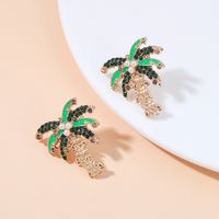 Korean Rhinestone Inlaid Earrings Metal Dripping Coconut Tree Earrings Wholesale main image 5