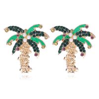 Korean Rhinestone Inlaid Earrings Metal Dripping Coconut Tree Earrings Wholesale main image 6