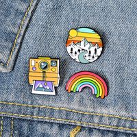 Europe Rainbow Drip Brooch Creative Cartoon Pattern Denim Bag Badge main image 3