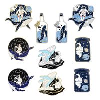 New Creative Cartoon Whale Astronaut Drifting Bottle Scene Brooch main image 6